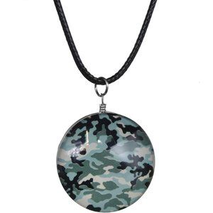 Blue Camo Murano Glass Cord Necklace